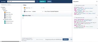 Capture d’écran : interface d’exploration de la couche sémantique {oa-lake} — arborescence d’objets métier, filtres, SQL généré et bascule vers Superset ou Dremio